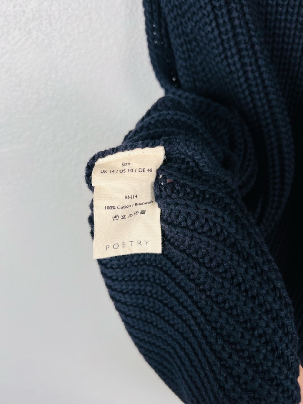 Poetry Ribbed Knit Zip Up Tunic Sweater Vest in Navy Size 10 - Picture 5 of 6